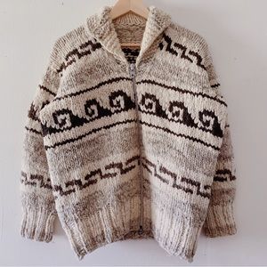 50s/60s HAND KNIT COWICHAN ZIP-UP SWEATER